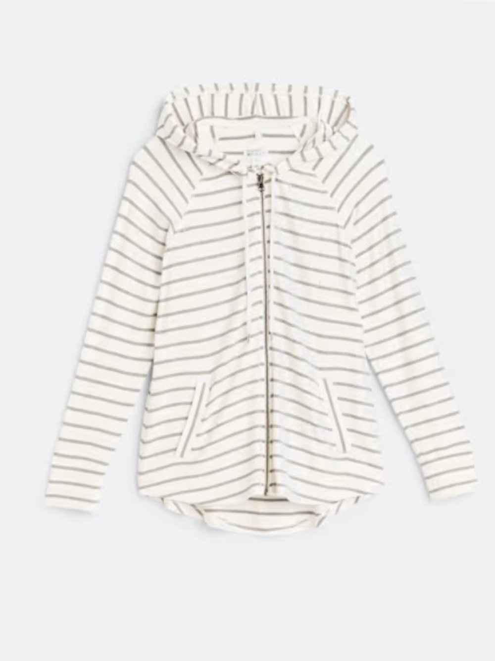 Market & Spruce White and Gray Striped Hoodie